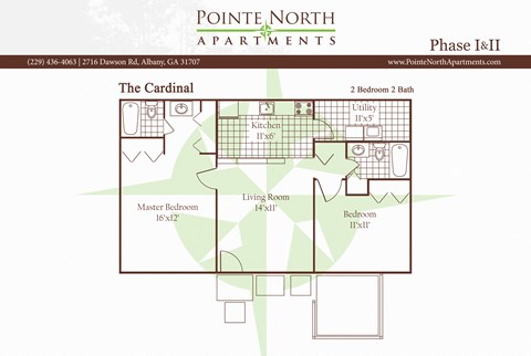 Floor plan for 2 beds, 2 baths, 900 sqft